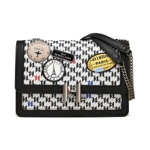 KARL LAGERFELD Paris Corinne Embellished Shoulder Crossbody Bag Patches NWT $280